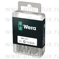 WERA 867/1 Z DIY SiS 10 TX30 Набор бит универсальных для винтов TORX®, вязко-твёрдых, 1/4" C6.3, 10 х TX 30 x 25 мм. WE-072411