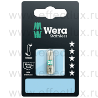 WERA 3867/1 TS SB SiS TX25 Бита торсионная в SB упаковке для винтов TORX®, из нержавеющей стали, 1/4" C6.3, 1 х TX 25 x 25 мм. WE-073623