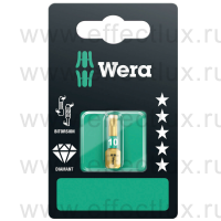 WERA 867/1 BDC SB SiS TX10 Бита торсионная для винтов с профилем TORX® в SB упаковке, алмазное напыление, 1/4" C6.3, TX 10 x 25 мм. WE-134374