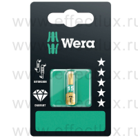 WERA 867/1 BDC SB SiS TX15 Бита торсионная для винтов с профилем TORX® в SB упаковке, алмазное напыление, 1/4" C6.3, TX 15 x 25 мм. WE-134375