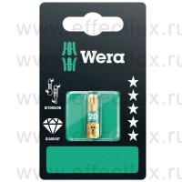 WERA 867/1 BDC SB SiS TX20 Бита торсионная для винтов с профилем TORX® в SB упаковке, алмазное напыление, 1/4" C6.3, TX 20 x 25 мм. WE-134376