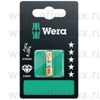 WERA 867/1 BDC SB SiS TX30 Бита торсионная для винтов с профилем TORX® в SB упаковке, алмазное напыление, 1/4" C6.3, TX 30 x 25 мм. WE-134378