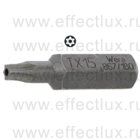 WERA 867/1 Z TORX® BO TX15 Бита универсальная для винтов TORX® с отверстием, 1/4" C6.3, TX 15 x 25 мм. WE-066505