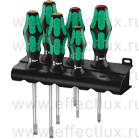 WERA 334/6 Rack Kraftform Plus Lasertip Набор отвёрток + подставка SL+PH, 6 предметов WE-105650
