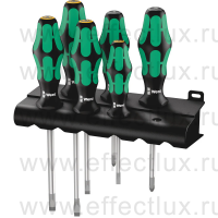 WERA 334/355/6 Rack Kraftform Plus Lasertip Набор отвёрток + подставка SL+PZ, 6 предметов WE-105656