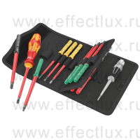 WERA Kraftform Kompakt VDE 16 Universal 1 Tool Finder Набор сменных отвёрток-насадок диэлектрических с рукояткой-держателем, 16 предметов WE-006607