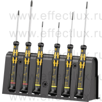 WERA Kraftform Micro 1578 A/6 ESD Набор антистатических отвёрток для электронщиков SL+PH+подставка, 6 предметов WE-030170