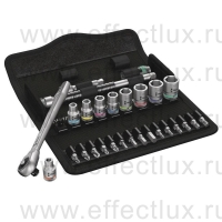 WERA 8100 SA 10 Zyklop Metal - набор с трещоткой, сдвижной квадрат, привод 1/4", дюймовый, 28 предметов WE-004020