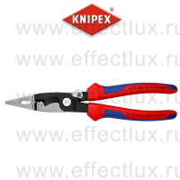 KNIPEX Клещи электромонтажные, 6-в-1, зачистка 0.75 – 1.5 / 2.5 мм², рез Ø 15 мм. / 50 мм², 200 мм, защёлка, фосфатированные, 2-компонентные ручки KN-1392200