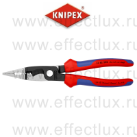 KNIPEX Клещи электромонтажные, 6-в-1, зачистка 0.75 – 1.5 / 2.5 мм², рез Ø 15 мм. / 50 мм², 200 мм, фосфатированные, 2-компонентные ручки KN-1382200