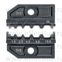 KNIPEX Плашка опрессовочная: неизолированные кабельные наконечники DIN 46267, 1.5/2.5/4/6/10 мм², 5 гнёзд KN-974930